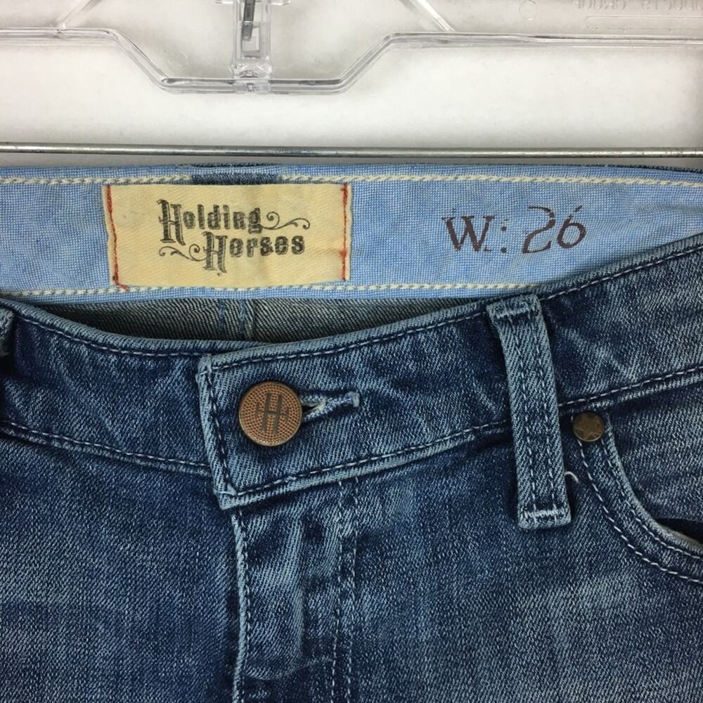 Holding Horses Blue Distressed Denim Boyfirend Shorts size 26 - Picture 4 of 7